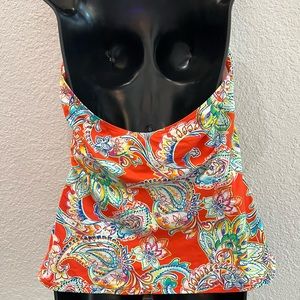 Ralph Lauren tummy control halterkini top and ruffle hipster skirt size 14